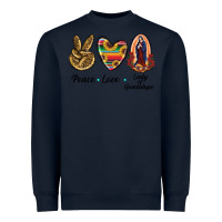 Navy Peace Love Lady Of Guadalupe Heavyweight Sweatshirt - RanaPortraitStore