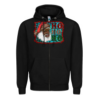 Black african american santa ho ho ho Zipper Hoodie - RanaPortraitStore