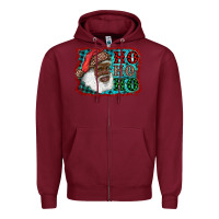 Burgundy african american santa ho ho ho Zipper Hoodie - RanaPortraitStore