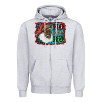 Heather Grey african american santa ho ho ho Zipper Hoodie - RanaPortraitStore