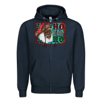 Navy african american santa ho ho ho Zipper Hoodie - RanaPortraitStore