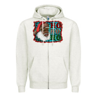 Oatmeal Heather african american santa ho ho ho Zipper Hoodie - RanaPortraitStore