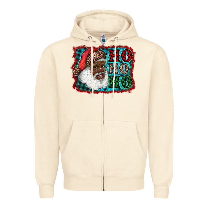 African American Santa Ho Ho Ho Zipper Hoodie by RanaPortraitStore | Teevron