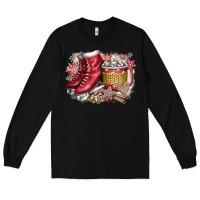 Black Christmas Ice Skating Long Sleeve Tee - CowhideDigitalArt