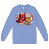 Colony Blue Christmas Ice Skating Long Sleeve Tee - CowhideDigitalArt