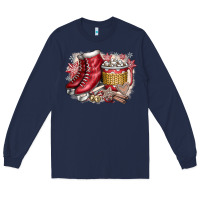Navy Christmas Ice Skating Long Sleeve Tee - CowhideDigitalArt