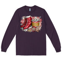 Plum Christmas Ice Skating Long Sleeve Tee - CowhideDigitalArt