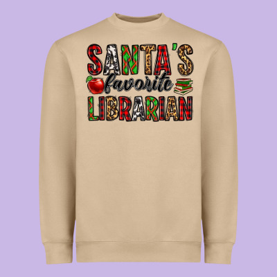 Santa's Favorite Librarian Heavyweight Sweatshirt Designed By Jasminsmagicworld