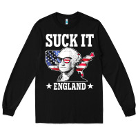 Black funny george washington suck it england Long Sleeve Tee - DesigneFamous