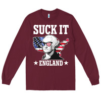 Burgundy funny george washington suck it england Long Sleeve Tee - DesigneFamous