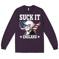 Plum funny george washington suck it england Long Sleeve Tee - DesigneFamous