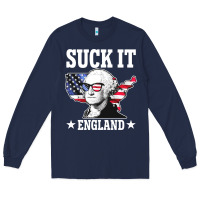 Navy funny george washington suck it england Long Sleeve Tee - DesigneFamous