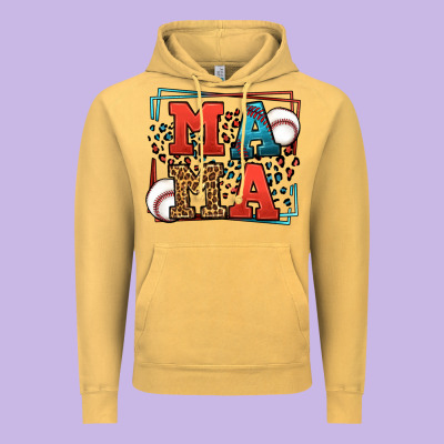 Leopard Baseball Mama Mother's Day Vintage Hoodie Designed By Lillyallendesigns