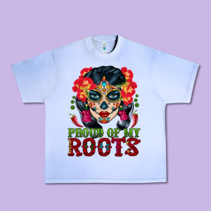Sugar Skull Woman Proud Of My Roots Urban Heavy Tee Designed By Bundleandbundleshop