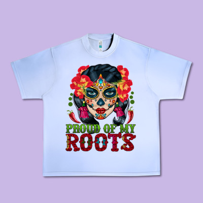 Sugar Skull Woman Proud Of My Roots Urban Heavy Tee Designed By Bundleandbundleshop