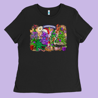 Christmas Louisiana Mardi Gras Trees Ladies Tee Designed By Fadigitalartstudio