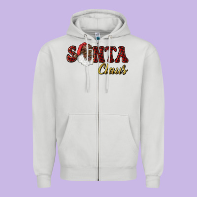 African American Santa Claus Zipper Hoodie Designed By Ranaportraitstore