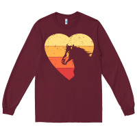 Burgundy Vintage Heart Horse Equestrian | Horse lover Long Sleeve Tee - linhVisuals