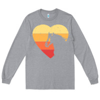 Heather Grey Vintage Heart Horse Equestrian | Horse lover Long Sleeve Tee - linhVisuals