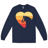 Navy Vintage Heart Horse Equestrian | Horse lover Long Sleeve Tee - linhVisuals
