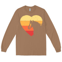 Toasted Coconut Vintage Heart Horse Equestrian | Horse lover Long Sleeve Tee - linhVisuals