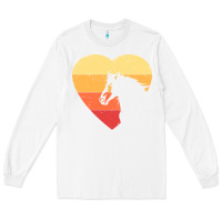 White Vintage Heart Horse Equestrian | Horse lover Long Sleeve Tee - linhVisuals