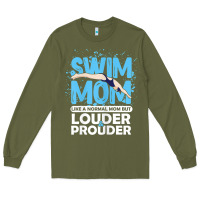 Army Green womens swimmer swim mom louder prouder sports mother t shirt t shirt Long Sleeve Tee - linhVisuals