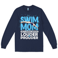 Navy womens swimmer swim mom louder prouder sports mother t shirt t shirt Long Sleeve Tee - linhVisuals