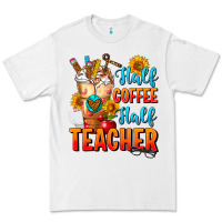 White Half Coffee Half Teacher Premium Tee - FaDigitalArtStudio