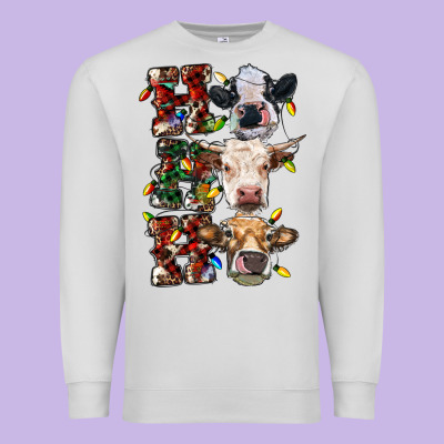 Ho Ho Ho Cows Premium Sweatshirt Designed By Ranaportraitstore