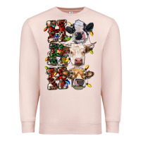 Pale Pink Ho Ho Ho Cows Premium Sweatshirt - RanaPortraitStore