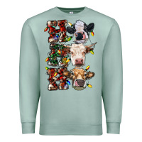 Seafoam Ho Ho Ho Cows Premium Sweatshirt - RanaPortraitStore