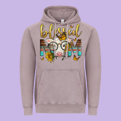 Western Blessed Mom Baby Calf Mother's Day Vintage Hoodie Designed By Lillyallendesigns