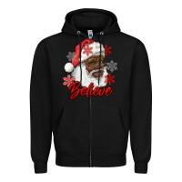 Black african american santa believe Zipper Hoodie - RanaPortraitStore