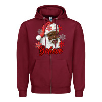 Burgundy african american santa believe Zipper Hoodie - RanaPortraitStore
