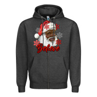 Charcoal Heather african american santa believe Zipper Hoodie - RanaPortraitStore