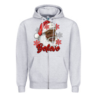 Heather Grey african american santa believe Zipper Hoodie - RanaPortraitStore