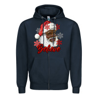 Navy african american santa believe Zipper Hoodie - RanaPortraitStore