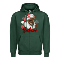 Sports Green african american santa believe Zipper Hoodie - RanaPortraitStore