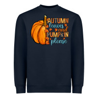Navy Autumn leaves and pumpkin please Heavyweight Sweatshirt - RanaPortraitStore
