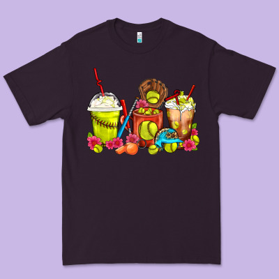 Softball Coffee Cups Premium Tee Designed By Fadigitalartstudio