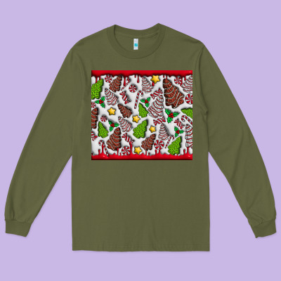 Christmas Cakes Long Sleeve Tee Designed By Cowhidedigitalart