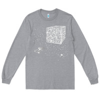 Heather Grey qr code cube we are the borg Long Sleeve Tee - linhVisuals