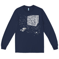 Navy qr code cube we are the borg Long Sleeve Tee - linhVisuals