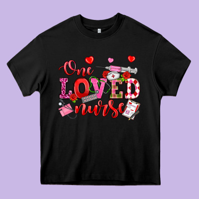 One Loved Nurse Valentine's Day Heavy Core Tee Designed By Oliviacreatesart