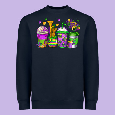 Mardi Gras Coffee Cups Heavyweight Sweatshirt Designed By Jasminsmagicworld