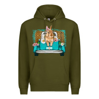 Army Green easter bunny truck Premium Hoodie - Artiststas