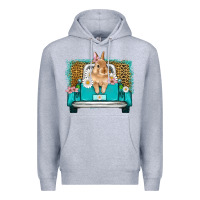 Heather Grey easter bunny truck Premium Hoodie - Artiststas