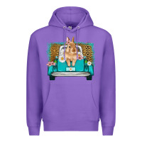 Purple easter bunny truck Premium Hoodie - Artiststas
