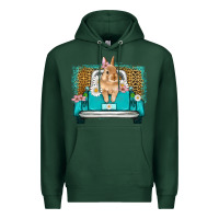 Sports Green easter bunny truck Premium Hoodie - Artiststas